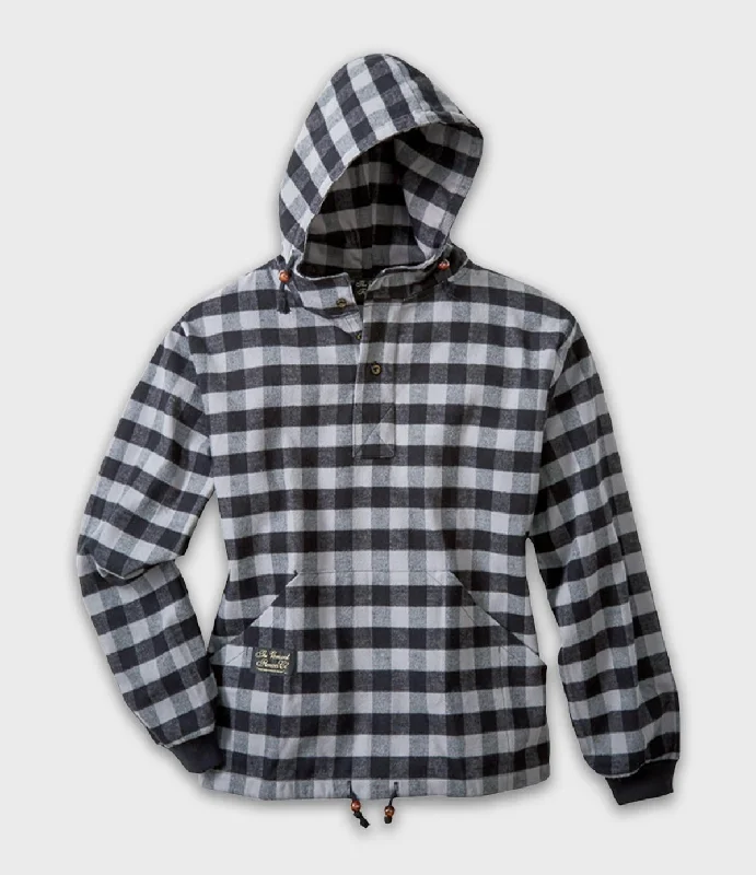 Hooded Flannel Pullover - Gray Buffalo Trendy Men's Bucket Trendy Men's Bucket