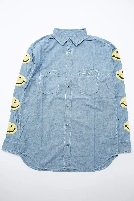 Kapital KOUNTRY Chambray Work Shirt (Smile) - Sax Adventure Adventure