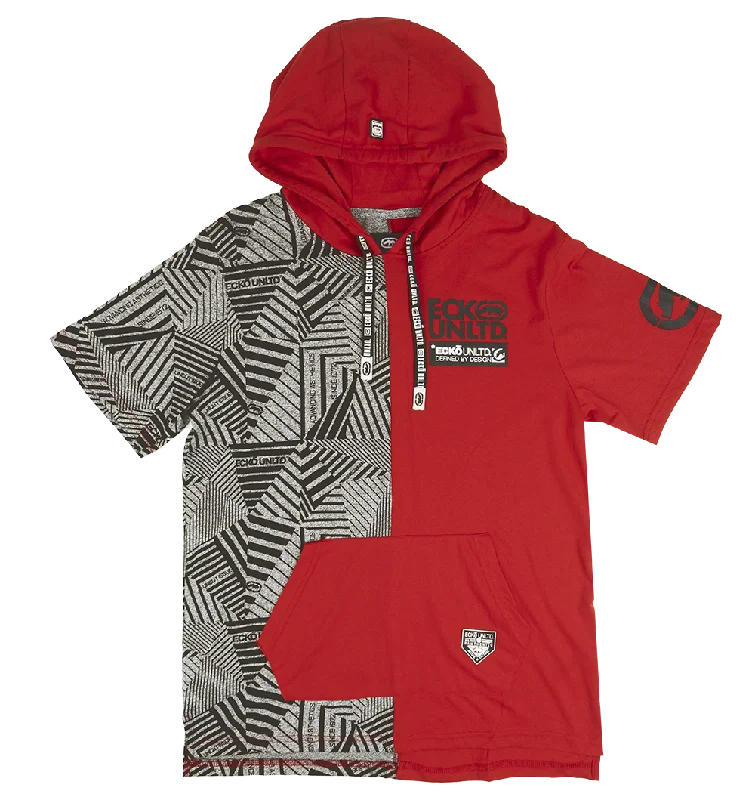 ECKO UNLTD S/S HOODIE SHIRT TRUE RED - EO12K903 Monochromatic All Monochromatic All