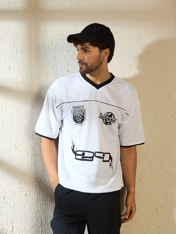 White Mesh Football Jersey Tshirt Artistic Men's Avant Artistic Men's Avant