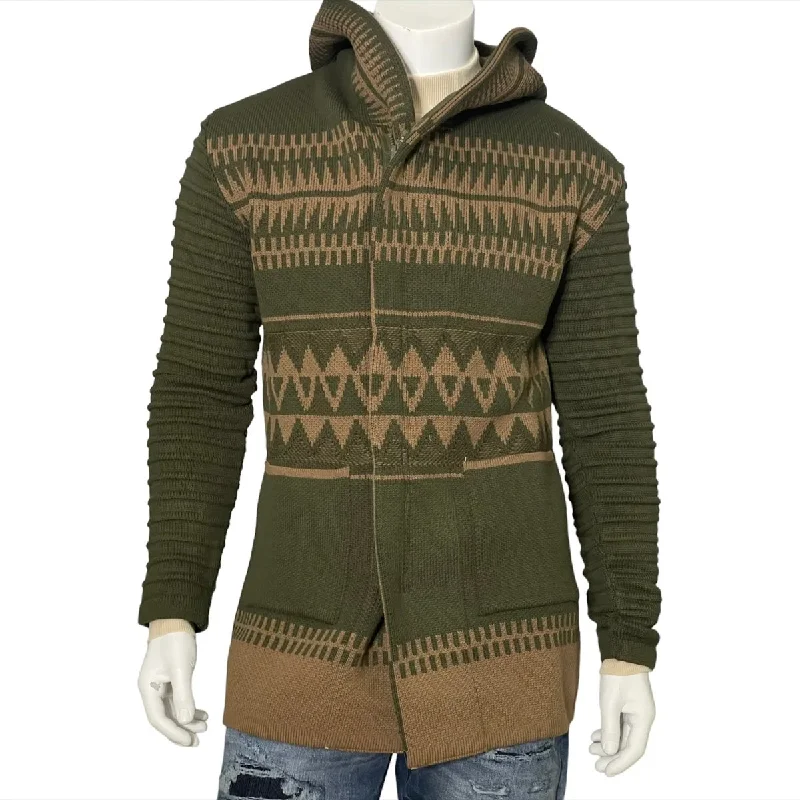 Alpine Sweater 3/4 Length (Army/Tan) OIM Hip Men's Retro Hip Men's Retro