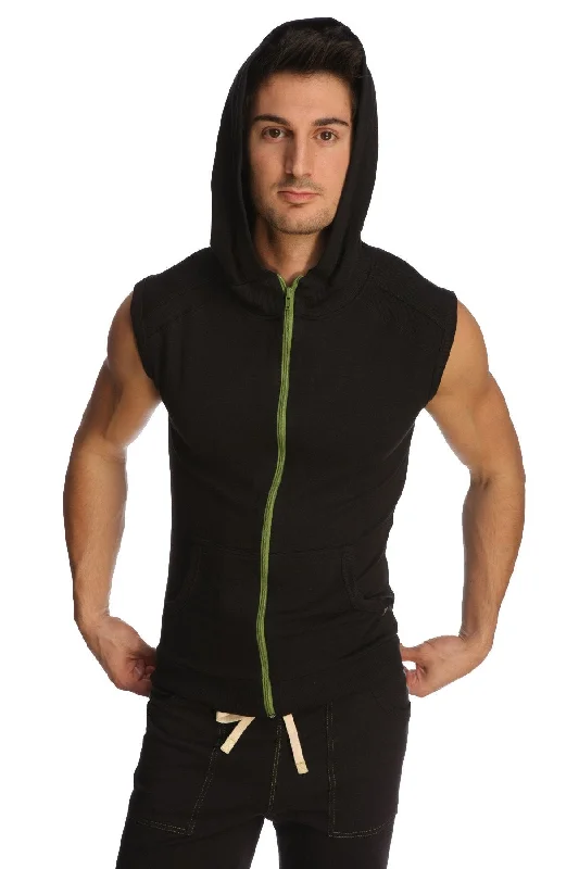 Sleeveless Yoga Hoodie (Black) Casual Men's Short Casual Men's Short