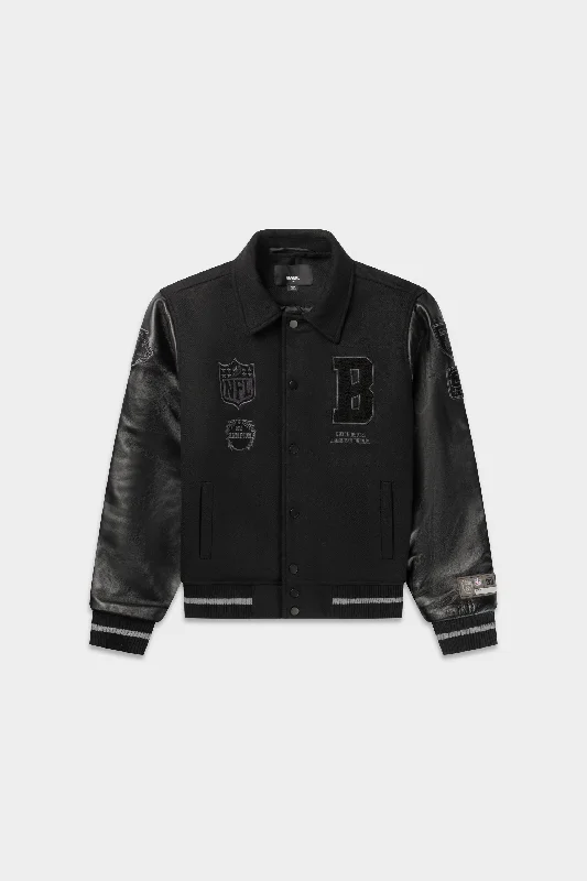 NFL x BALR. Varsity Jacket Jet Black Confident Men's Power Confident Men's Power