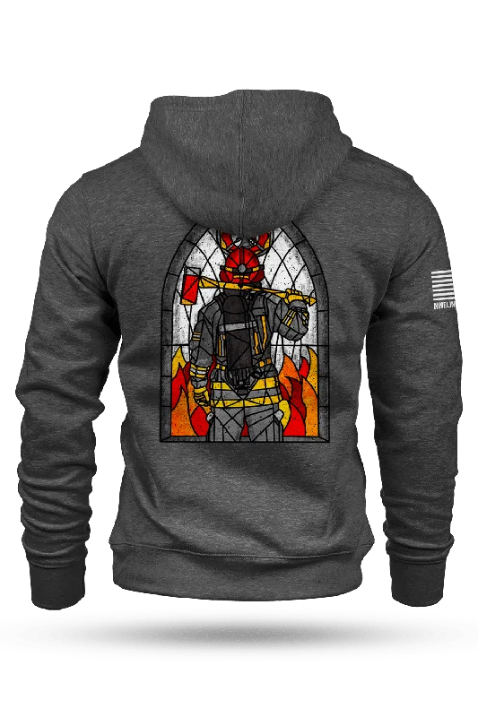 Stained Glass Firefighter - Hoodie Minimalist Men's Casual  Minimalist Men's Casual 