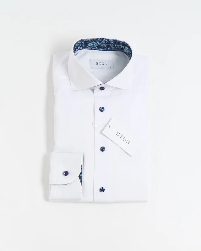 Floral Trim Twill Slim Shirt Polished Men's Satin Polished Men's Satin