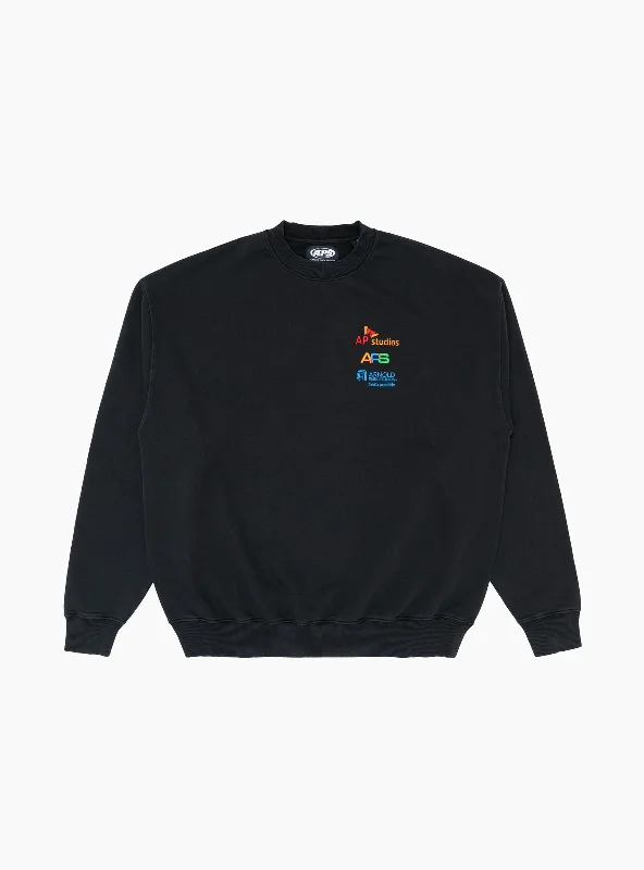 Semiconductor Multi Logo Sweatshirt Faded Black Laid Laid