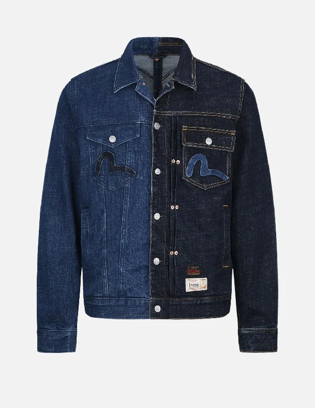 Daicock Inserted 2-Tone Denim Jacket Refined Men's Velvet Refined Men's Velvet