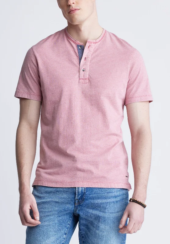 Kandy Men's Short Sleeve Henley, Light Pink - BM24387 Classic Men's Pin Classic Men's Pin