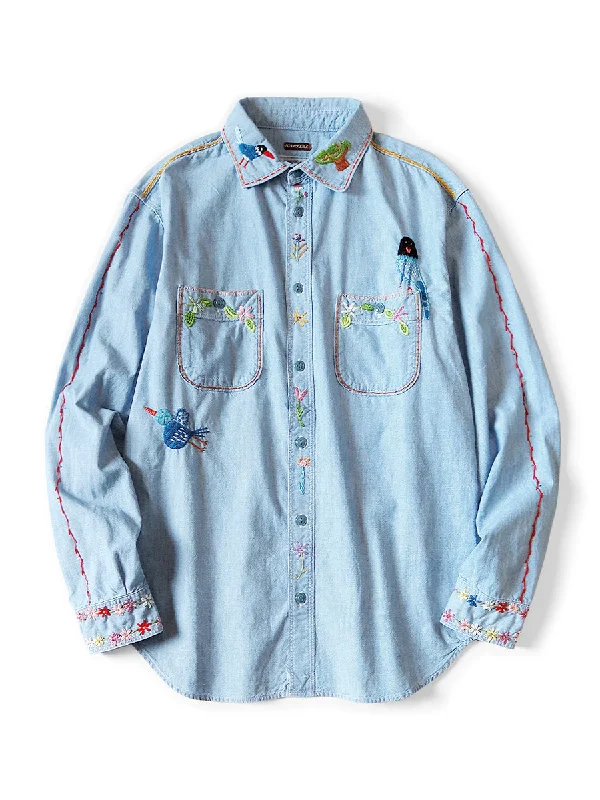 Kapital Chambray Work Shirt (MAGPIE) - Sax Gym Gym