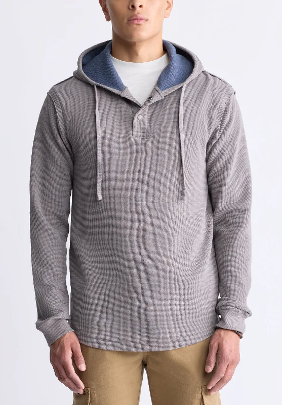 Kafom Men's Hooded Long-Sleeve Top, Sky Grey - BM24433 Cozy Men's Sherpa Cozy Men's Sherpa