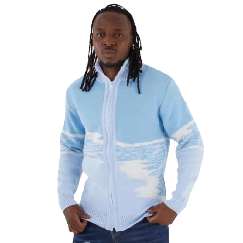 OIM Icebreaker Sweater Bomber (Sky/White) Masculine Men's Thick Masculine Men's Thick