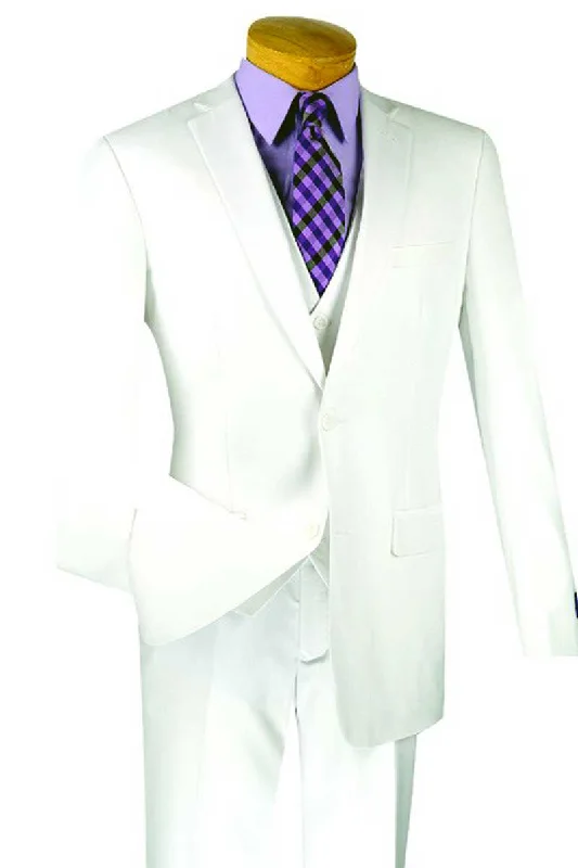 Mens Basic 2 Button Vested Slim Fit Suit in White Bold Men's Statement Bold Men's Statement Bold Men's Statement