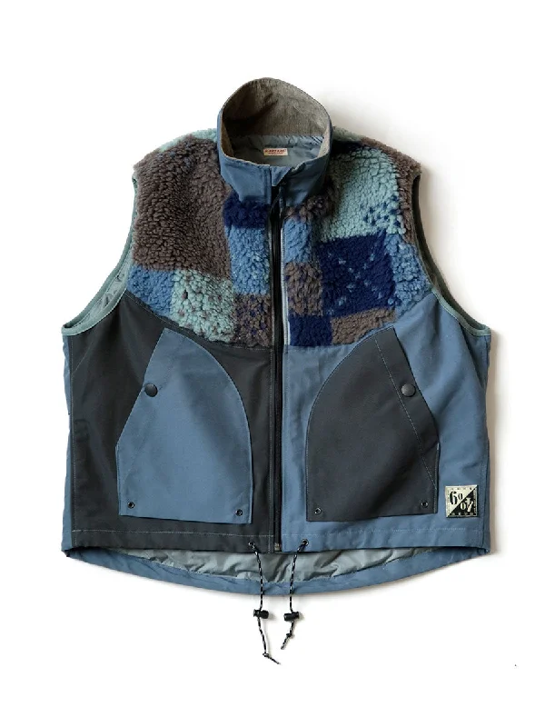 Kapital 60/40Cloth x TUGIHAGI Fleece HUTTE Vest - Navy Polished Men's Satin Polished Men's Satin