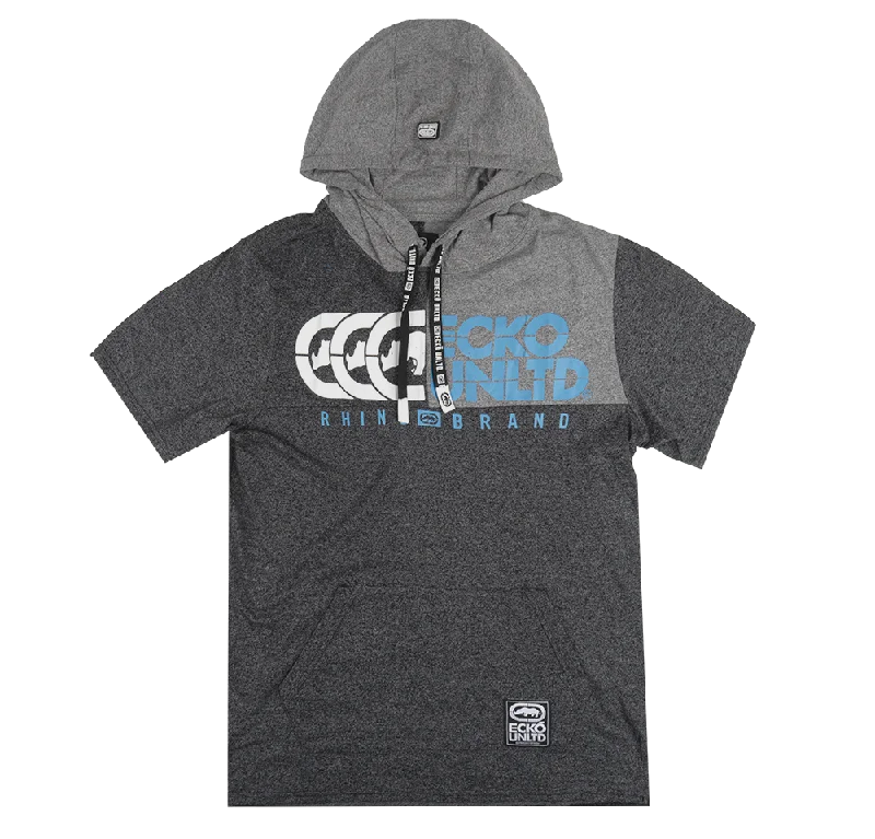 ECKO UNLTD S/S HOODIE SHIRT BLACK MARLED - EO12K900 Monochromatic Office Style Monochromatic Office Style