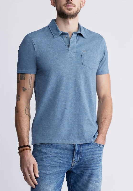 Kasper Men's Short-Sleeve Polo in Mirage Blue - BM24233 Bohemian Men's Free Bohemian Men's Free