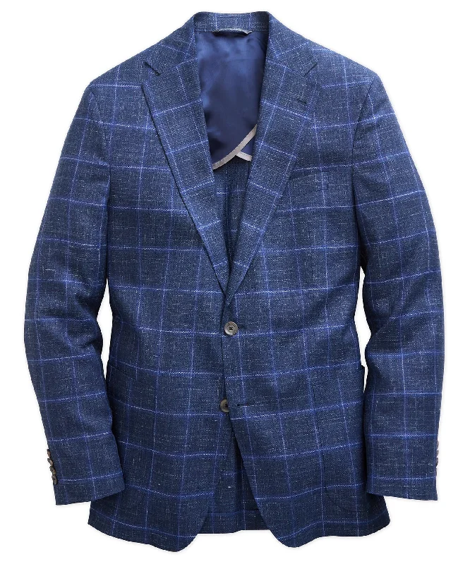 Wool-Silk-Linen Plaid Sport Coat Artistic Men's Hand Artistic Men's Hand