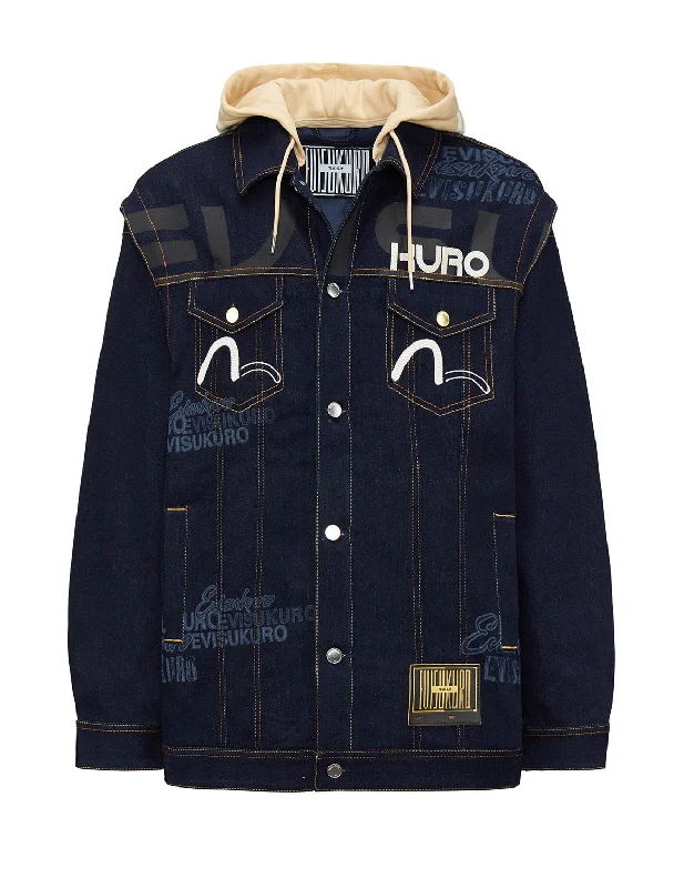 Hannya Embroidered Denim Jacket Casual Men's Short Casual Men's Short