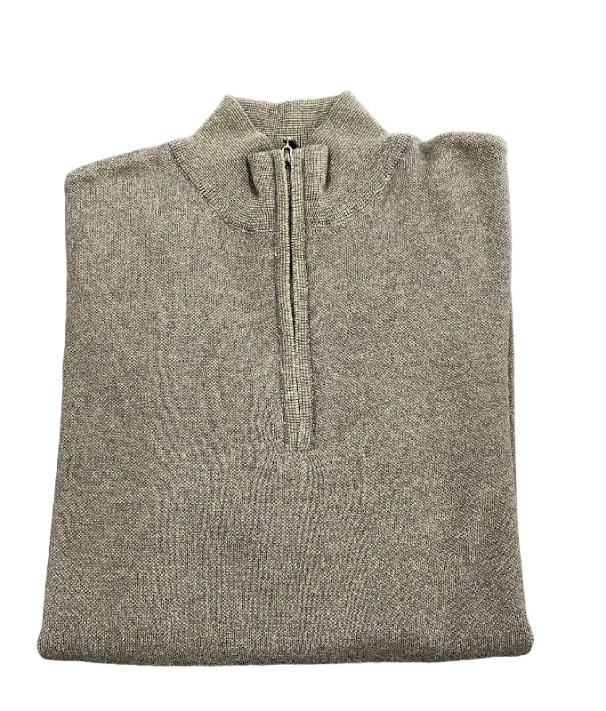 100% COTTON 1/ 4 ZIP SWEATER - OLIVE Beach