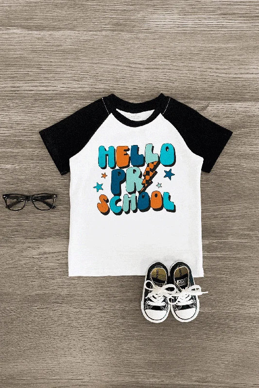 "Hello Preschool - Fifth Grade" Black & White Top Hip Men's Urban