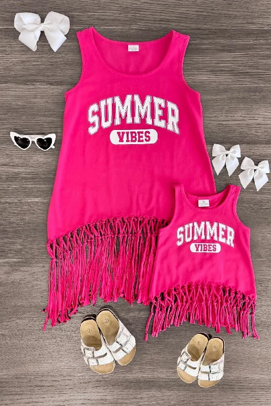 Mom & Me - "Summer Vibes" Hot Pink Tank Top Earthy Men's Hemp