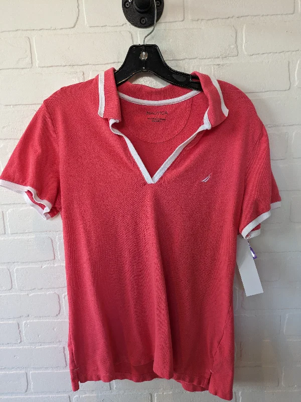 Coral Top Short Sleeve Nautica, Size L Polished Men's Silk