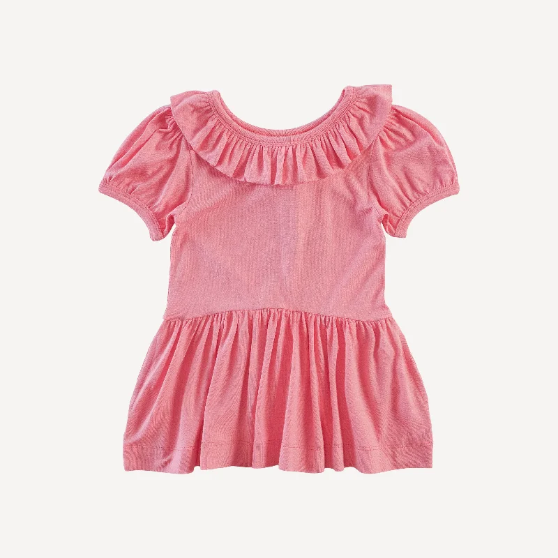 short sleeve ruffle collar top | coral pink | bamboo Polished Men's Silk