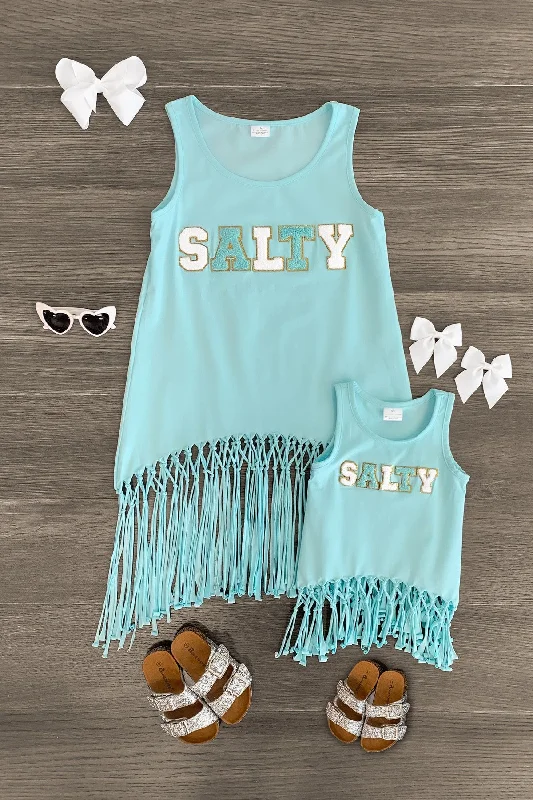 Mom & Me - "Salty" Chenille Patch Tank Top Laid