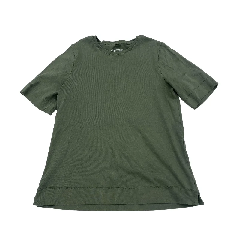 Green Top Short Sleeve Basic Chicos, Size S Organic