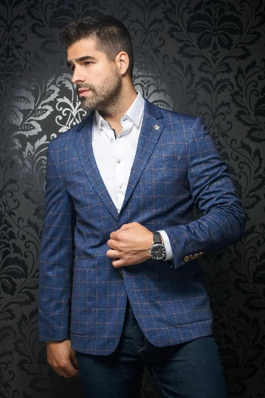 AU NOIR | Blazer | Brody Indigo Modern Men's Geometric