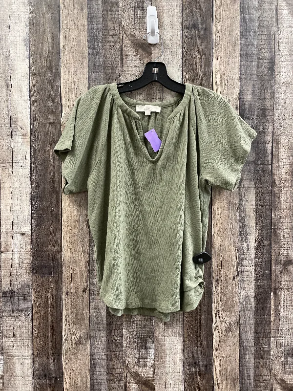 Green Top Short Sleeve Loft, Size Xs Monochromatic Office Style