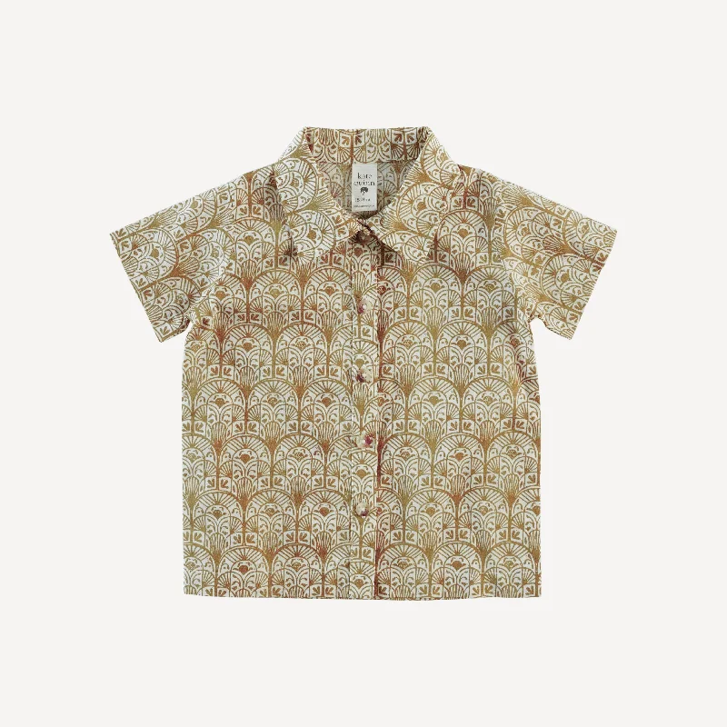 short sleeve button down shirt | fennel deco arches | organic cotton woven Tough Men's Tactical