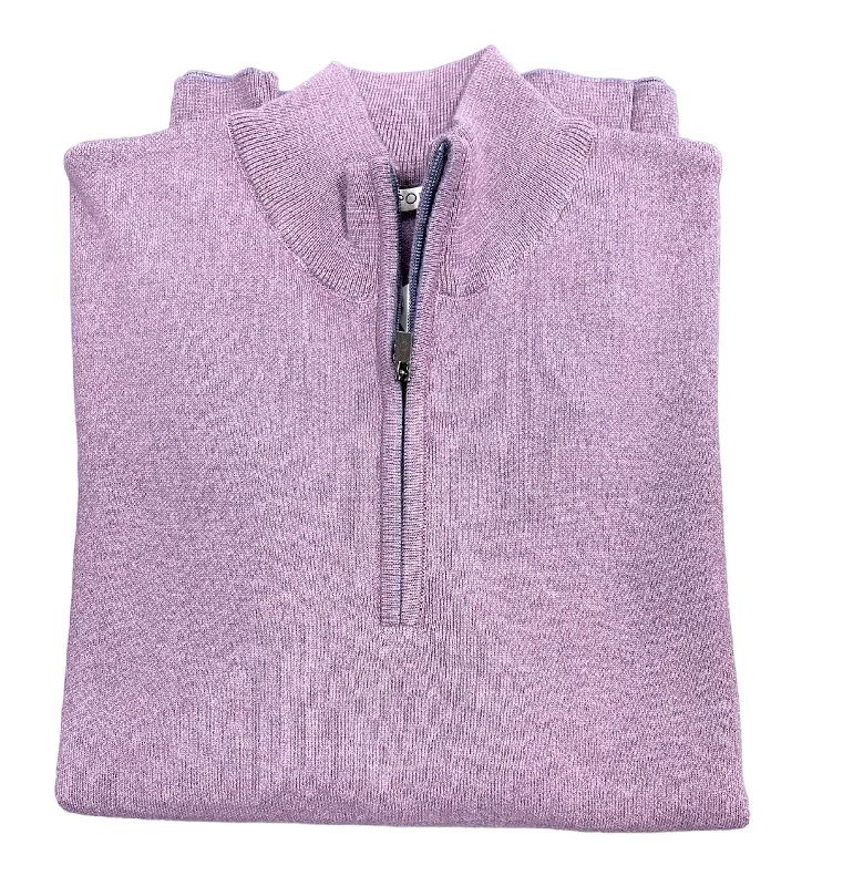 100% COTTON 1/ 4 ZIP SWEATER - LILAC Lumberjack