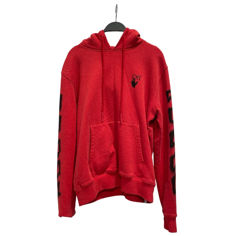 OFF-WHITE/Hoodie/M/Graphic/Cotton/RED/SPRAY X LOGO ON BACK HOODIE Vacation