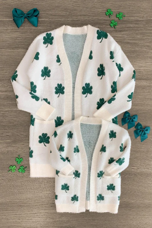 Mom & Me - Cozy Four Leaf Clover Cardigan Tough Men's Military