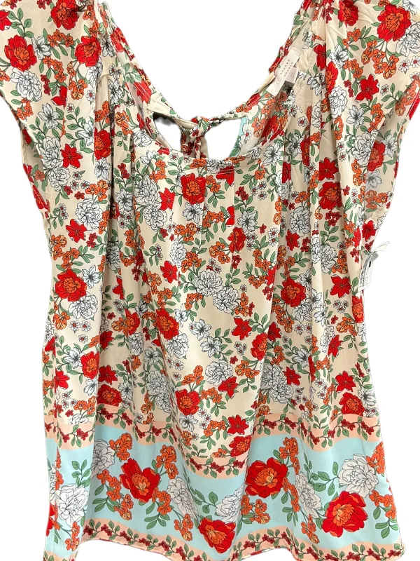 Floral Print Top Short Sleeve Lc Lauren Conrad, Size M Dapper Men's Bow