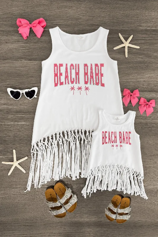 Mom & Me - "Beach Babe" Fringe Tank Top Rugged Men's Outdoor 