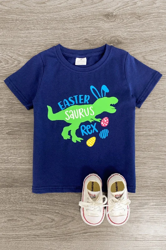 "Easter Saurus Rex" Navy T-Shirt Casual Men's Japanese 