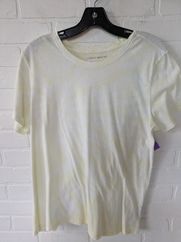 White & Yellow Top Short Sleeve Basic Lucky Brand, Size L Cozy Men's Sherpa