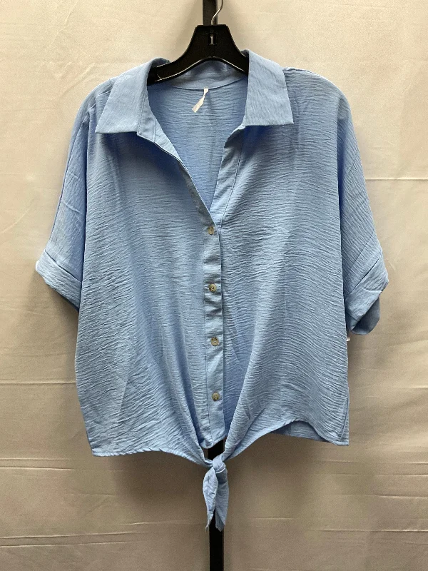 Blue Top Short Sleeve Clothes Mentor, Size L Dapper Men's Bow