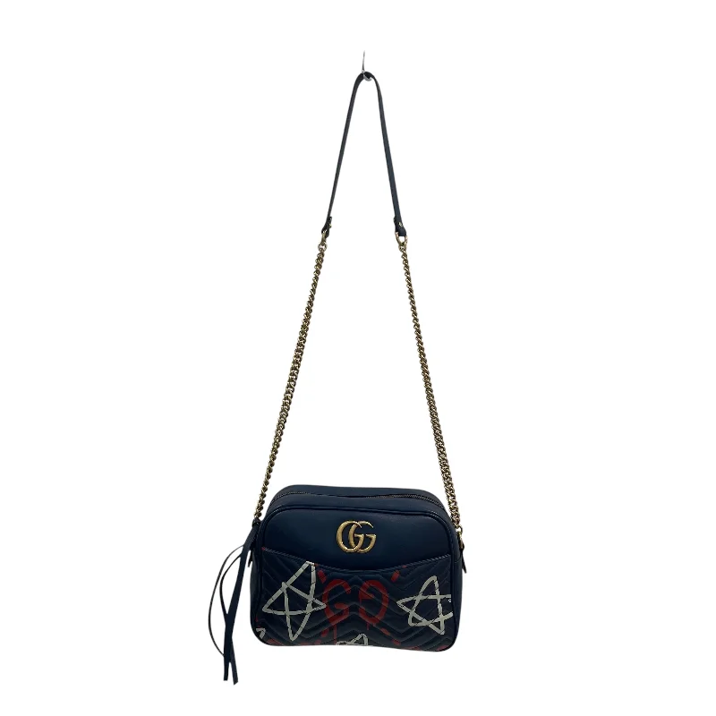 GUCCI/Cross Body Bag/OS/All Over Print/Leather/NVY/NAVY GRAFFITI GUCCI BAG W RED Cclassic Men's Tweed