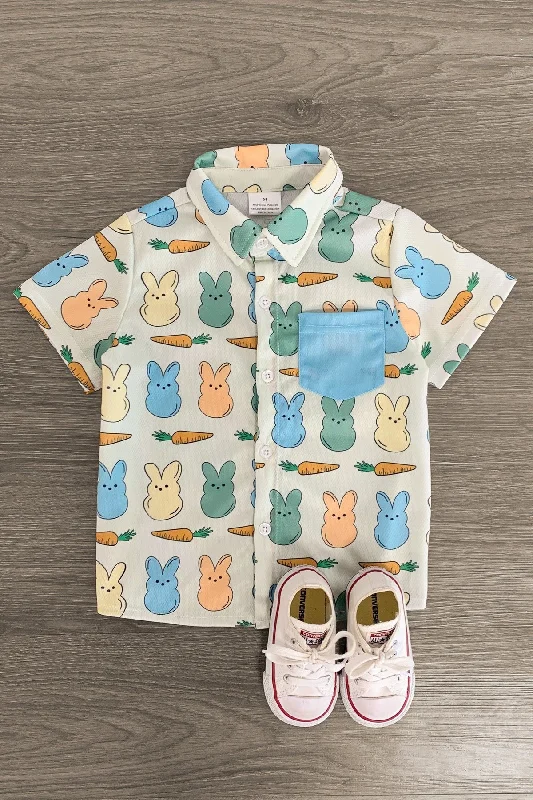 Mint Bunny Peep Button Down Trendy Men's Scandinavian