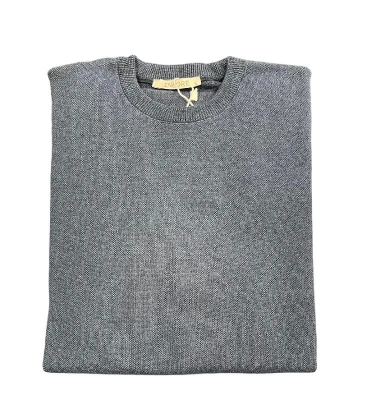 100% COTTON SWEATER - NAVY Sleek Men's Contemporary 