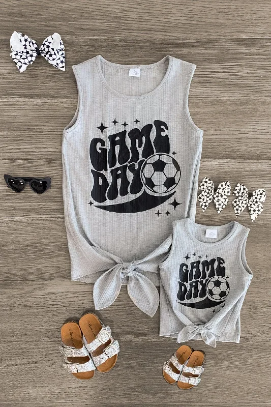 Mom & Me - "Game Day" Gray Ribbed Tank Top Artistic Men's Hand