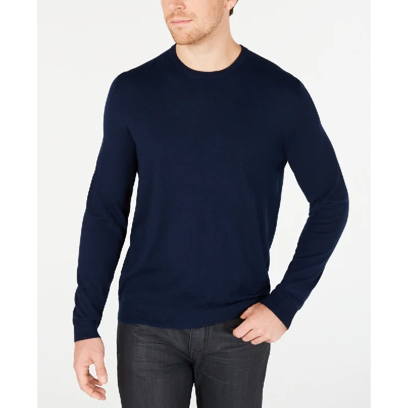 Alfani Men's Solid Crewneck Sweater Blue Sophisticated Men's  Sophisticated Men's  Sophisticated Men's 