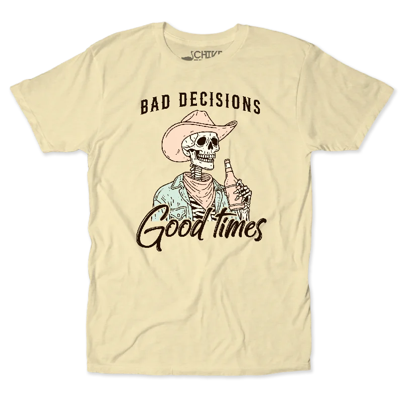 Bad Decisions Good Times Unisex Tee Earthy Men's Hemp Earthy Men's Hemp