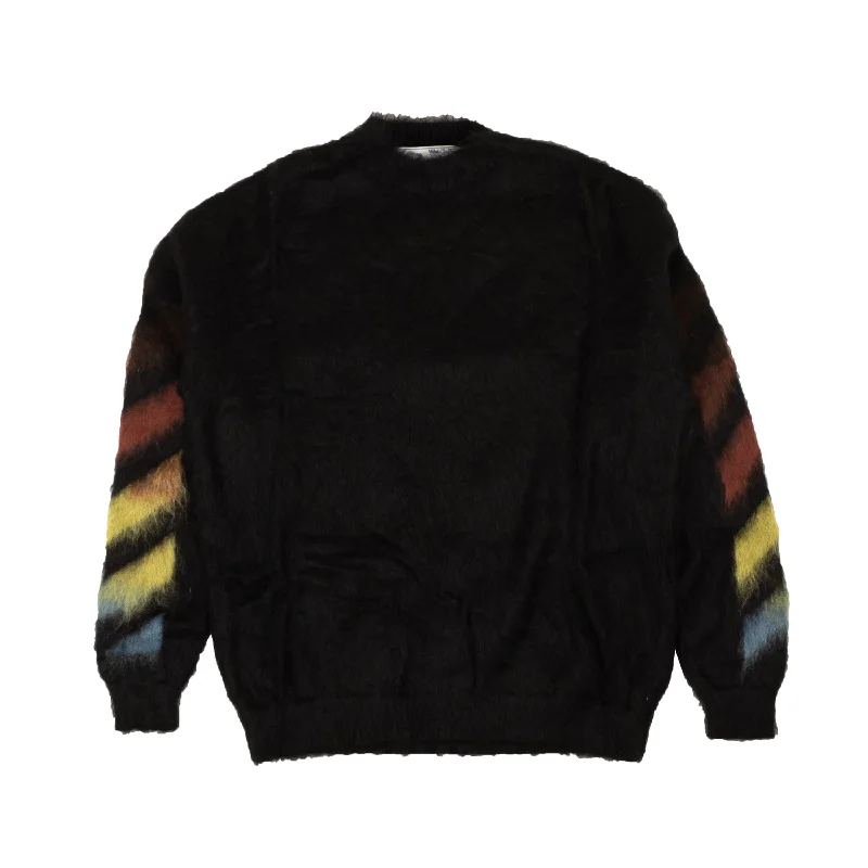 Black Diag Mohair Crew Sweater Sophisticated Men's  Sophisticated Men's  Sophisticated Men's 