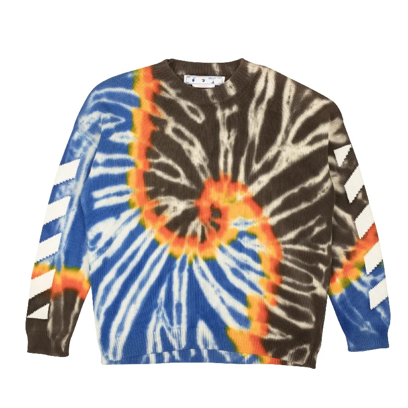 Blue Brown Diag Tie Dye Sweater Trendy Men's Oversized Trendy Men's Oversized Trendy Men's Oversized