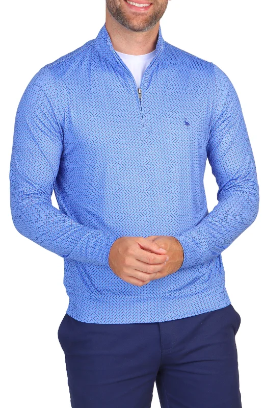 Blue Golf Tee Print Performance Quarter-Zip Traditional Men's Country Traditional Men's Country Traditional Men's Country