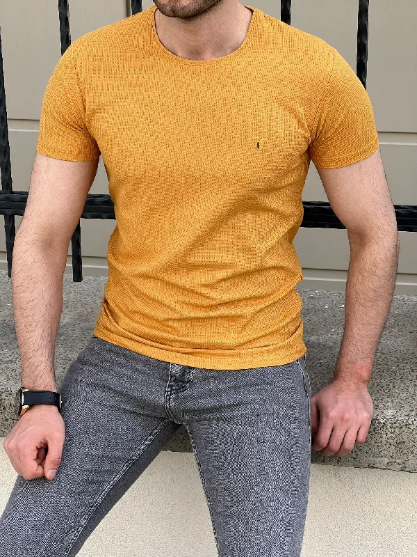 Bojoni Montebello Slim Fit High Quality Short Sleeve Saffron Tees Masculine Men's  Masculine Men's 