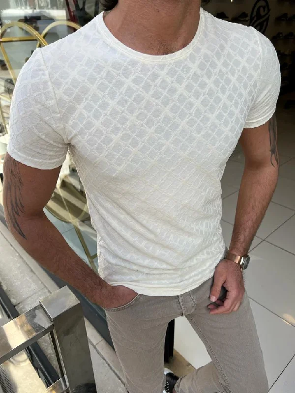 Bojoni Veneta Slim Fit Cream Printed Tees Rugged Men's Outdoor  Rugged Men's Outdoor 